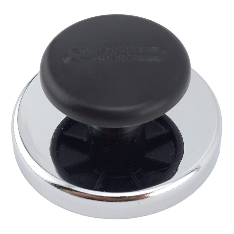 Master Magnetics HMKR-70X2 Round Base Magnet Fastener with Knob,Chrome,2.63"" Diameter, 1.33"" Total Height with 1.75"" Diameter Knob/65 Pounds,(Box of 2), Silver and Black - Image 2
